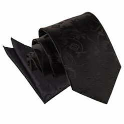 Black Floral Tie and Pocket Square Set Black Floral Tie and Pocket Square Set