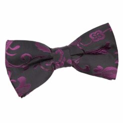 Black and Purple Floral Pre-Tied Bow Tie Black and Purple Floral Pre-Tied Bow Tie