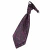 Black and Purple Floral Pre-Tied Wedding Cravat