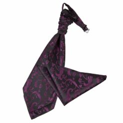 Black and Purple Floral Wedding Cravat and Pocket Square Set Black and Purple Floral Wedding Cravat and Pocket Square Set