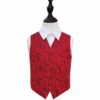 Burgundy Floral Wedding Waistcoat for Boys