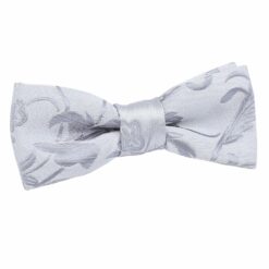 Silver Floral Pre-Tied Bow Tie for Boys Silver Floral Pre-Tied Bow Tie for Boys
