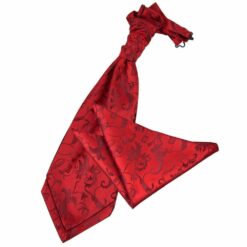 Burgundy Floral Wedding Cravat and Pocket Square Set