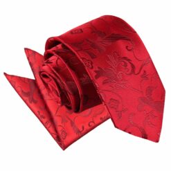 Burgundy Floral Tie and Pocket Square Set