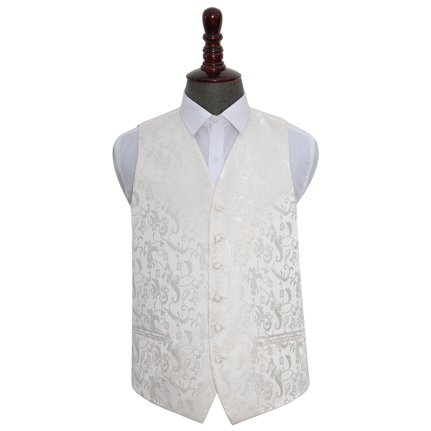 Mens Wedding Waistcoat Woven Floral Black Formal Casual Vest All Sizes by DQT 
