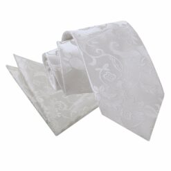 Ivory Floral Tie and Pocket Square Set Ivory Floral Tie and Pocket Square Set