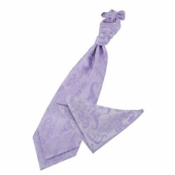 Lilac Floral Wedding Cravat and Pocket Square Set