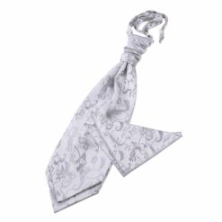 Silver Floral Wedding Cravat and Pocket Square Set Silver Floral Wedding Cravat and Pocket Square Set