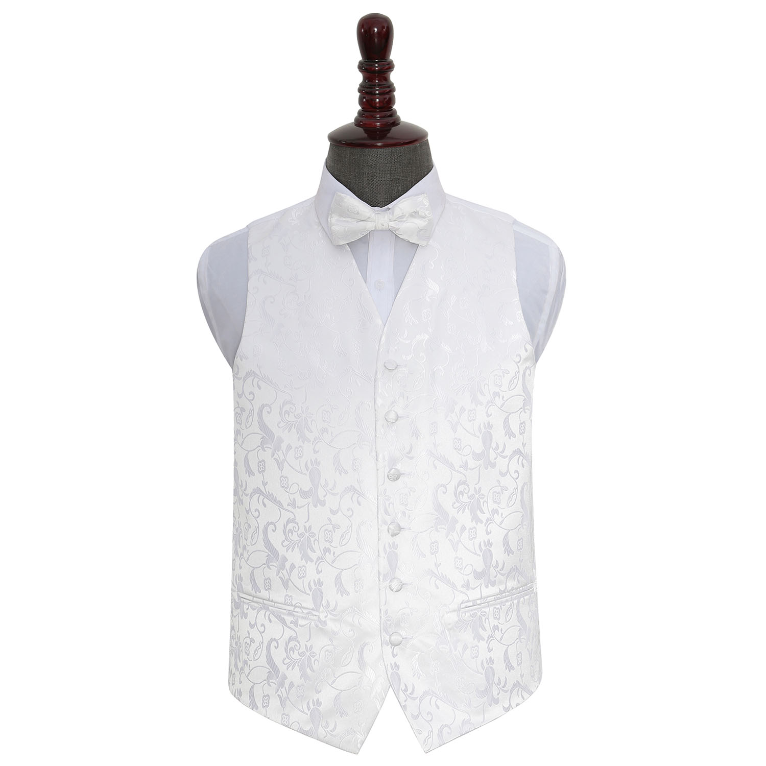 Men's Passion White Wedding Waistcoat & Bow Tie Set