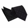 Black Pin Dot Tie and Pocket Square Set