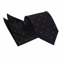 Black Pin Dot Tie and Pocket Square Set
