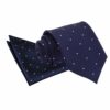Navy Blue Pin Dot Tie and Pocket Square Set