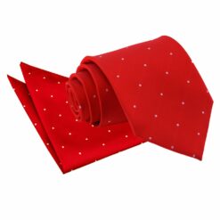 Dark Red Pin Dot Tie and Pocket Square Set