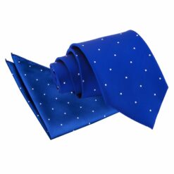 Royal Blue Pin Dot Tie and Pocket Square Set