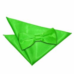 Apple Green Plain Satin Bow Tie and Pocket Square Set