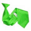 Apple Green Plain Satin Clip On Tie