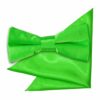Apple Green Plain Satin Bow Tie and Pocket Square Set for Boys