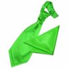 Apple Green Plain Satin Wedding Cravat and Pocket Square Set for Boys