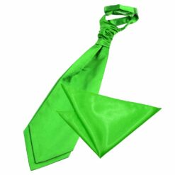 Apple Green Plain Satin Wedding Cravat and Pocket Square Set Apple Green Plain Satin Wedding Cravat and Pocket Square Set