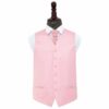Baby Pink Plain Satin Wedding Waistcoat and Cravat Set