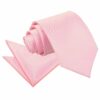Baby Pink Plain Satin Tie and Pocket Square Set