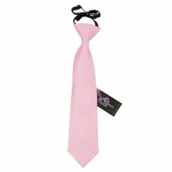 Baby Pink Plain Satin Elasticated Tie For Boys