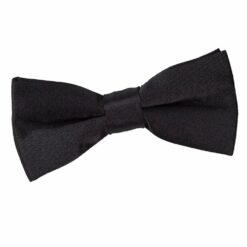 Black Plain Satin Pre-Tied Bow Tie for Boys