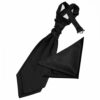 Black Plain Satin Wedding Cravat and Pocket Square Set for Boys