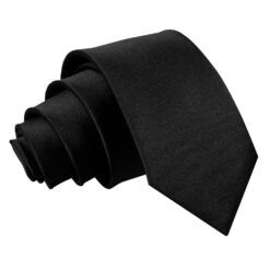 Black Plain Satin Regular Tie for Boys
