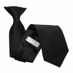 Black Plain Satin Clip On Tie