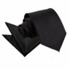 Black Plain Satin Tie and Pocket Square Set