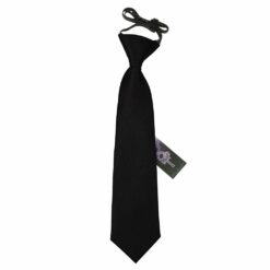 Black Plain Satin Elasticated Tie For Boys