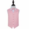 Baby Pink Plain Satin Wedding Waistcoat and Bow Tie Set for Boys