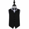 Black Plain Satin Wedding Waistcoat and Bow Tie Set for Boys