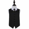 Black Plain Satin Wedding Waistcoat and Tie Set for Boys