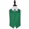 Emerald Green Plain Satin Wedding Waistcoat and Cravat Set for Boys