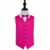 Hot Pink Plain Satin Wedding Waistcoat and Bow Tie Set for Boys
