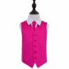 Hot Pink Plain Satin Wedding Waistcoat and Cravat Set for Boys