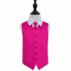Hot Pink Plain Satin Wedding Waistcoat and Tie Set for Boys