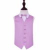Lilac Plain Satin Wedding Waistcoat and Bow Tie Set for Boys