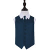 Navy Blue Plain Satin Wedding Waistcoat and Cravat Set for Boys