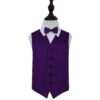 Purple Plain Satin Wedding Waistcoat and Bow Tie Set for Boys