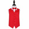 Red Plain Satin Wedding Waistcoat and Bow Tie Set for Boys
