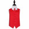 Red Plain Satin Wedding Waistcoat and Tie Set for Boys