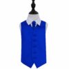 Royal Blue Plain Satin Wedding Waistcoat and Cravat Set for Boys
