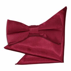 Burgundy Plain Satin Bow Tie and Pocket Square Set for Boys Burgundy Plain Satin Bow Tie and Pocket Square Set for Boys
