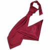 Burgundy Plain Satin Wedding Cravat and Pocket Square Set for Boys