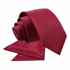 Burgundy Plain Satin Tie and Pocket Square Set for Boys Burgundy Plain Satin Tie and Pocket Square Set for Boys