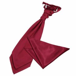 Burgundy Plain Satin Wedding Cravat and Pocket Square Set Burgundy Plain Satin Wedding Cravat and Pocket Square Set
