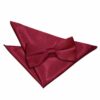 Burgundy Plain Satin Bow Tie and Pocket Square Set